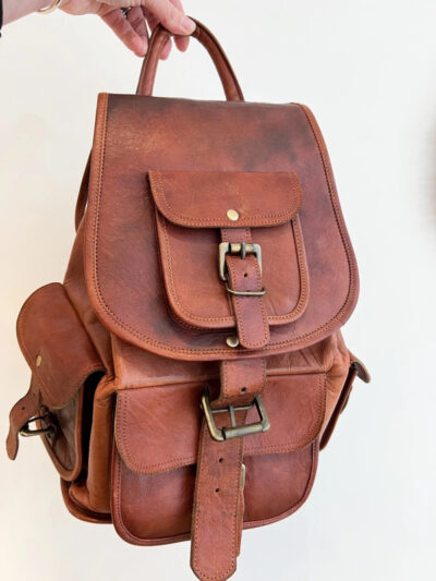 sac à dos vintage cuir marron