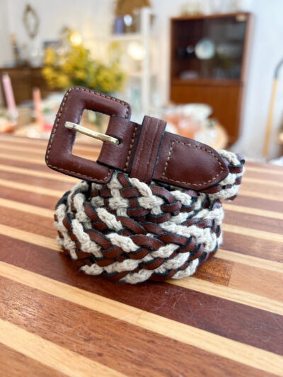 Ceinture vintage en cuir tressé