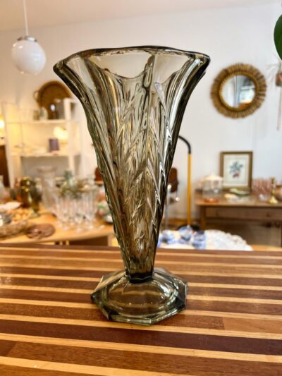 Vase art déco verre fumé