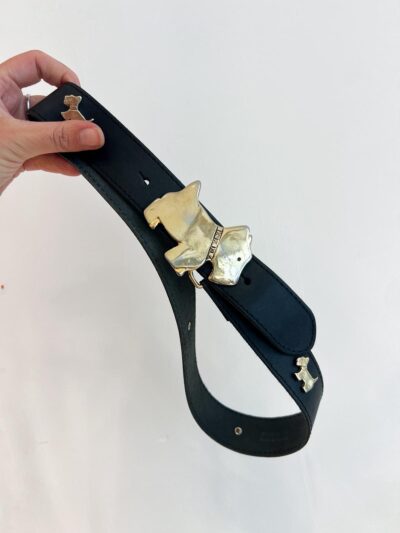 Ceinture vintage cuir noir style Chipie/Agatha - 80cm