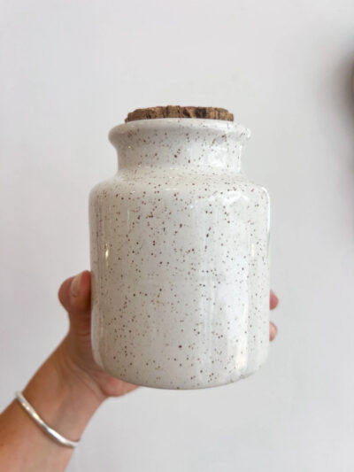 Pot à moutarde ancien grès moucheté