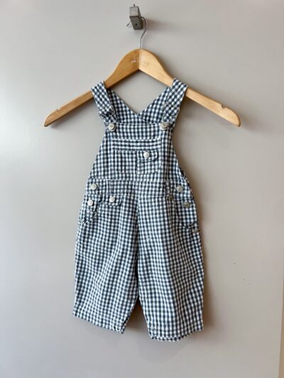 Salopette vintage à carreaux Vichy bleu et blanc