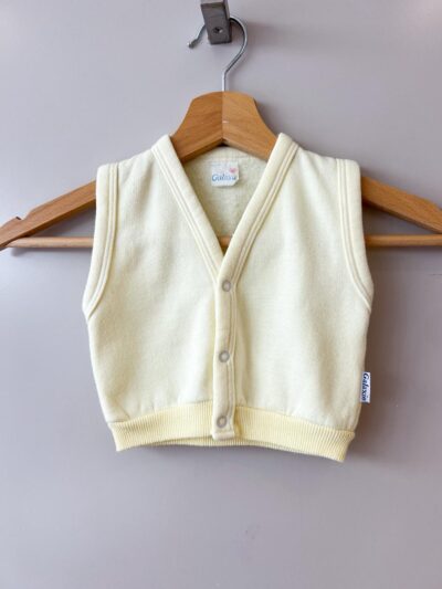 Gilet bébé sans manches vintage jaune pâle