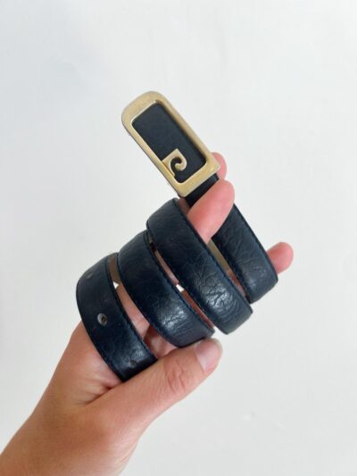 Ceinture vintage Pierre Cardin cuir bleu marine