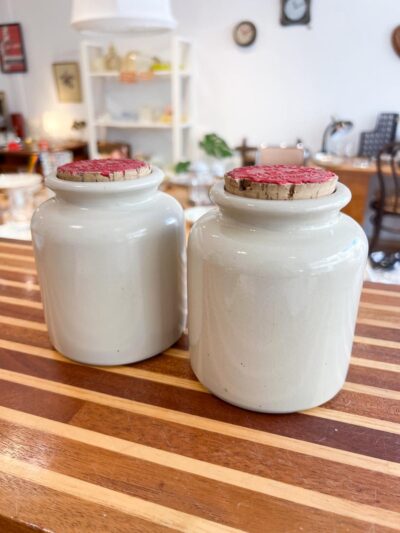 2 pots à moutarde anciens en grès