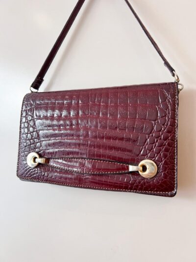 Sac à main vintage cuir couleur bordeaux made in France