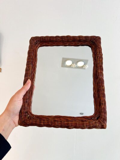 Miroir vintage cadre osier