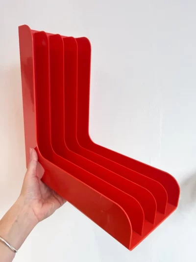 Porte-vinyles vintage plastique orange