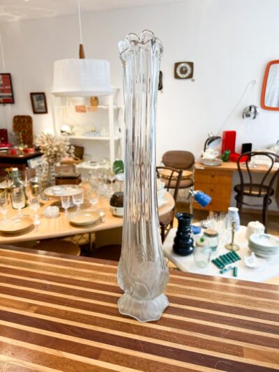Grand vase vintage verre pressé
