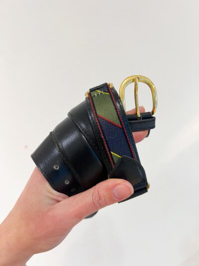 Ceinture vintage en cuir noir 100 cm