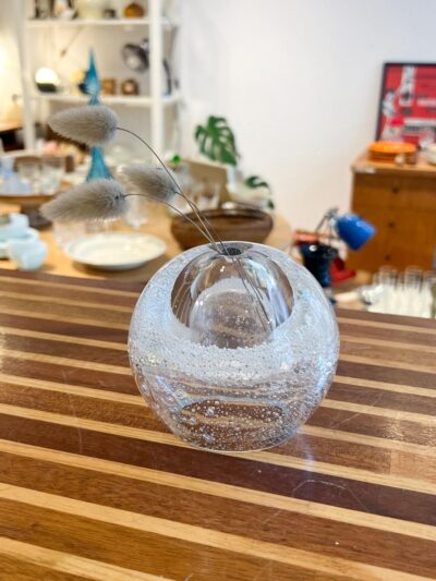 Soliflore en verre transparent bullé