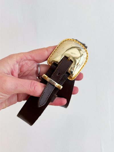 Ceinture vintage en cuir marron 75 cm